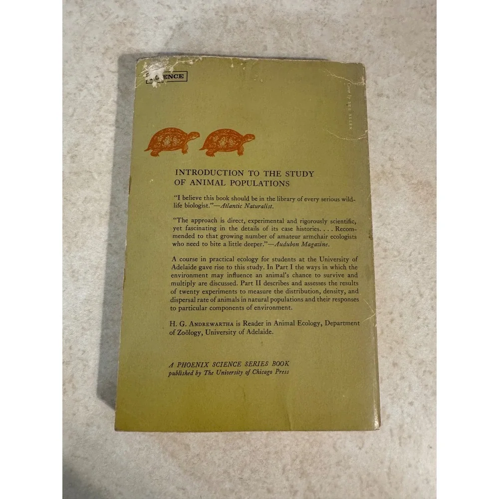 Introduction to the Study of Animal‎ Populations H.G. Andrewartha 1965 Vintage